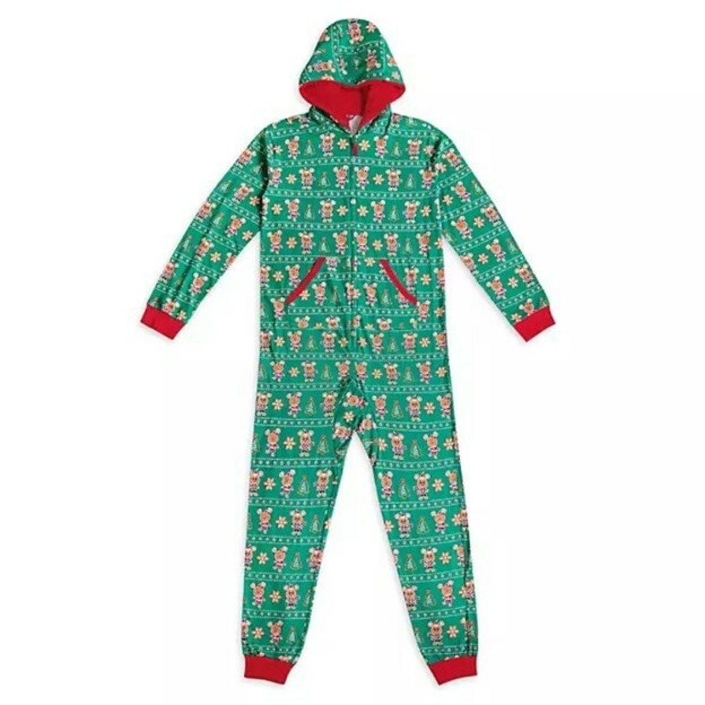 Disney Parks Exclusive Unisex Adult‎ Gingerbread Green Red Mickey Minnie Onesie